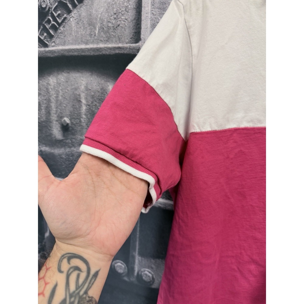 VTG U.S. Polo Assn. Shirt Mens L White Pink Colorblock Short Sleeve Polo Logo - Picture 6 of 8